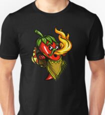 Ghost Chili Pepper Hot Breathing Fire Mexican Unisex T-Shirt