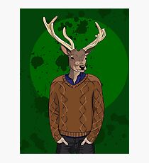 Anthropomorphic hipster deer man print Photographic Print