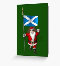 Santa Claus With Flag Of Scotland Greeting Card