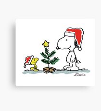 Christmas Tree with Snoopy and Woodstock (Peanuts Comic) Canvas Print