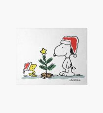 Christmas Tree with Snoopy and Woodstock (Peanuts Comic) Art Board