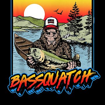 Bassquatch! Funny Bass Fishing Sasquatch Retro 80s Fisherman T-Shirt |  Essential T-Shirt