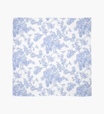 Toile, Cornflower Blue Roses Pattern Scarf