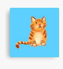 Ginger Cat on blue Canvas Print