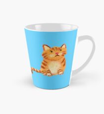 Ginger Cat on blue Tall Mug