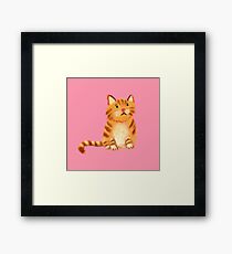 Ginger Cat on pink Framed Print