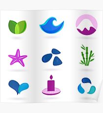 WELLNESS ICONS ON WHITE Poster