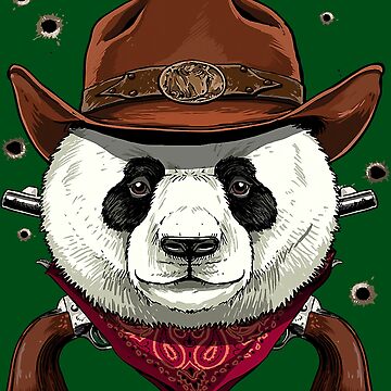 Cowboy Panda Western Rodeo Cowboy Hat and Bandana 129 | Art Board Print