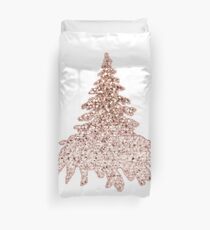Sparkling christmas tree rose gold ombre Duvet Cover