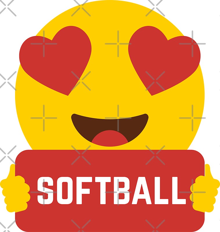 "I love SOFTBALL Heart Eye Emoji Emoticon Funny SOFTBALL PLAYERS