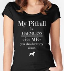 My Pitbull is harmless - white on black Women's Fitted Scoop T-Shirt