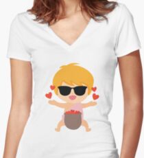 Camiseta entallada de cuello en V Cupido Emoji