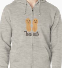 These nuts, adult humour Zipped Hoodie