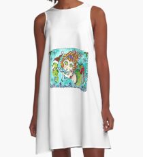 Chubby Mermaid and Seahorse Christmas A-Line Dress