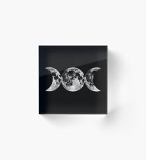 Triple Moon Goddess Symbol Acrylic Block