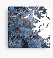 Boston Map City Colors Metal Print