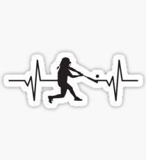 Heartbeat / Pulse - Womens Softball Sticker