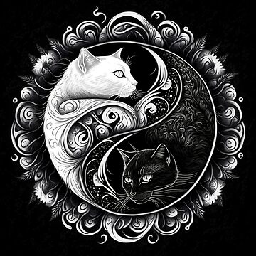 Yin and Yang spiritual black and white cats  Magnet for Sale by avancee
