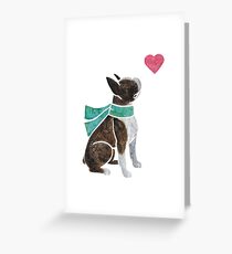 Watercolour Boston Terrier Greeting Card