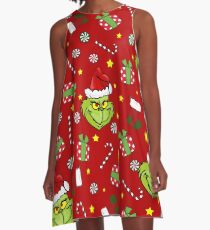 Grinch pattern A-Line Dress