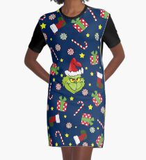 Grinch pattern Graphic T-Shirt Dress