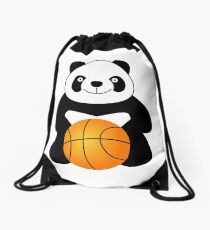 Panda with a basketball ball Drawstring Bag