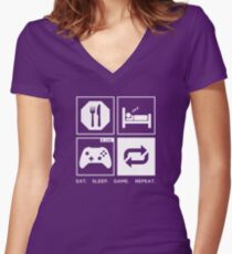 Eat. Sleep. Game. Repeat. Women's Fitted V-Neck T-Shirt