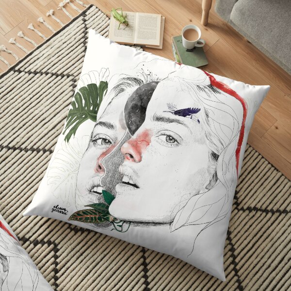 CELLULAR DIVISION II by elena garnu Floor Pillow