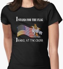 Stand For The Flag Kneel At The Cross Women's Fitted T-Shirt