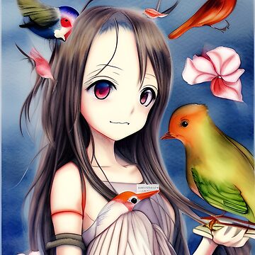 Sweet Angel Bird Anime Boy Mixed Media by Bridget Garofalo | Saatchi Art