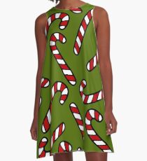 Candy Cane Pattern A-Line Dress