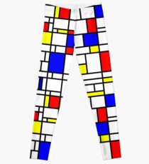 Modern Art Red Yellow Blue Grid Pattern Leggings