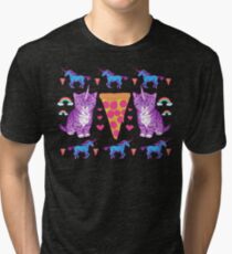 Kittycorn Pizza Rainbows Tri-blend T-Shirt