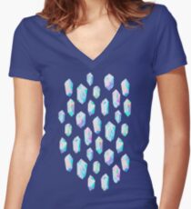 Iridescent Rainbow Crystals Women's Fitted V-Neck T-Shirt