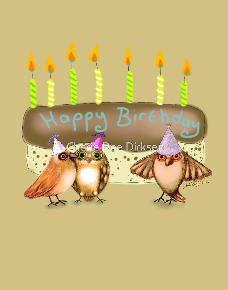 Happy Birthday Birds with Cake by Cherie Roe Dirksen