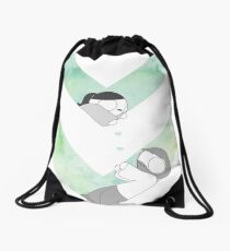 Watercolor Graphic - Green Drawstring Bag