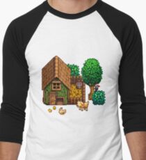 Retro Pixel Farm House Men's Baseball ¾ T-Shirt