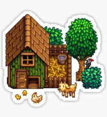 Retro Pixel Farm House Sticker