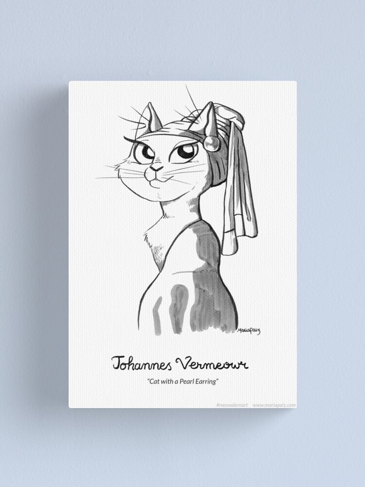 Alternate view of #meowdernart - Johannes Vermeowr Canvas Print