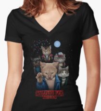 Strange Fur Things Women's Fitted V-Neck T-Shirt