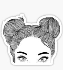 Space bun girl Sticker