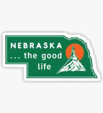 Nebraska - The Good Life (With green background) Sticker