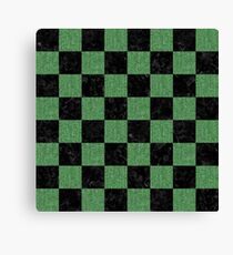 SQUARE1 BLACK MARBLE & GREEN DENIM Canvas Print