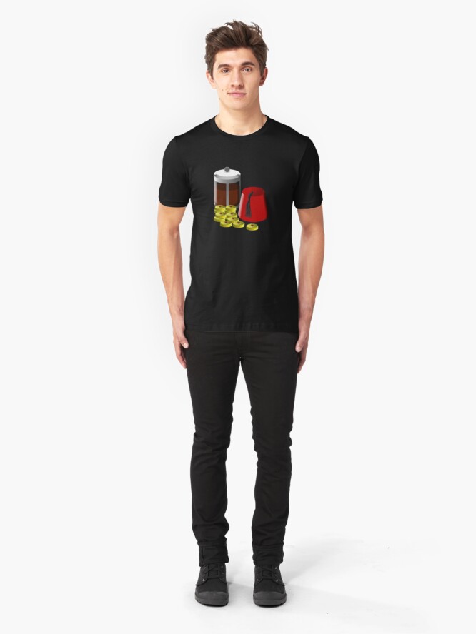 Alternate view of I'm going to need... a pot of coffee, 12 jammie dodgers, and a fez Slim Fit T-Shirt