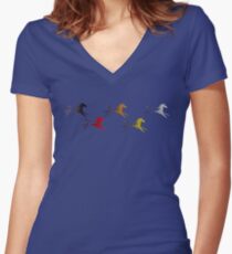 Four direction War Horse Women's Fitted V-Neck T-Shirt
