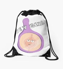 big mouth, hey girl Drawstring Bag