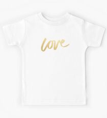 Liebe Gold Schwarz Typografie Kinder T-Shirt