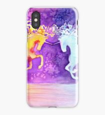 Fire and Ice Unicorn Fight Watercolor Painting iPhone Case