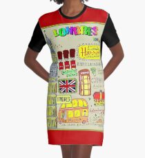 LONDRES : London Travel and Tourism Advertising Print Graphic T-Shirt Dress