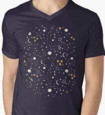 cosmos, moon and stars. Astronomy pattern Men's V-Neck T-Shirt